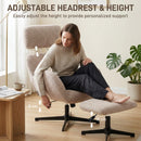 HOMCOM Swivel Armchair With Footstool, Rocking Accent Chair, Light Brown