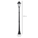 Outsunny Garden Lamp Post Light, IP44 Outdoor LED Solar Powered Lantern Lamp with Aluminium Frame for Patio, Pathway and Walkway, Black