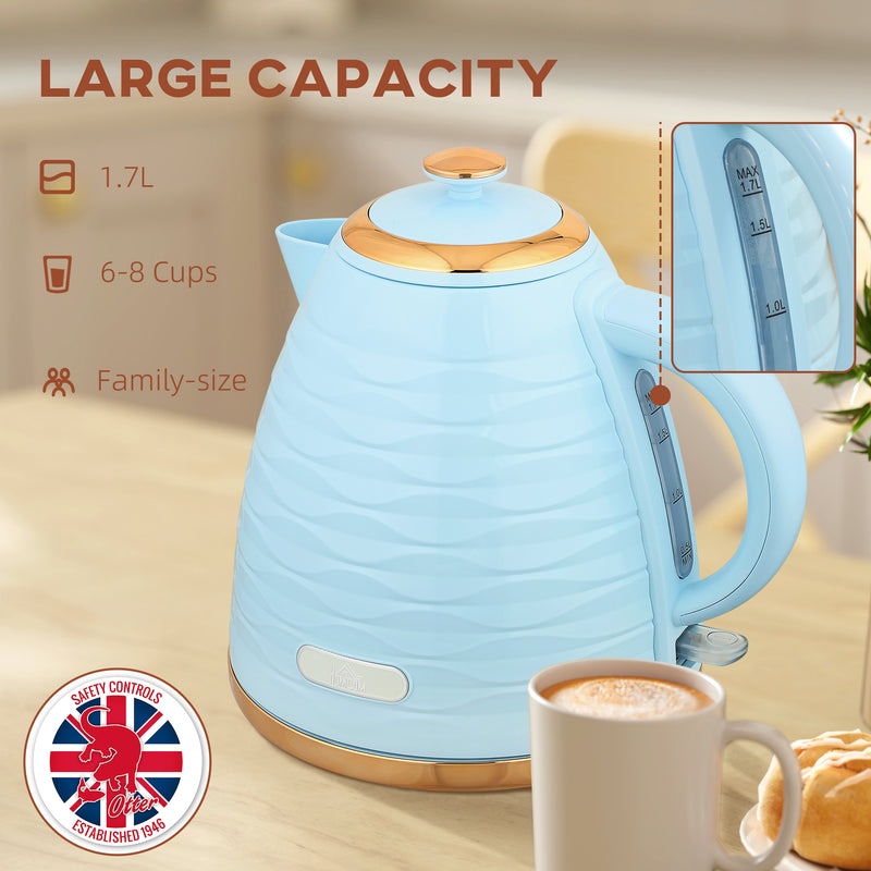 HOMCOM Electric Kettle, Fast Boil, 1.7L, 3kW, Swivel,