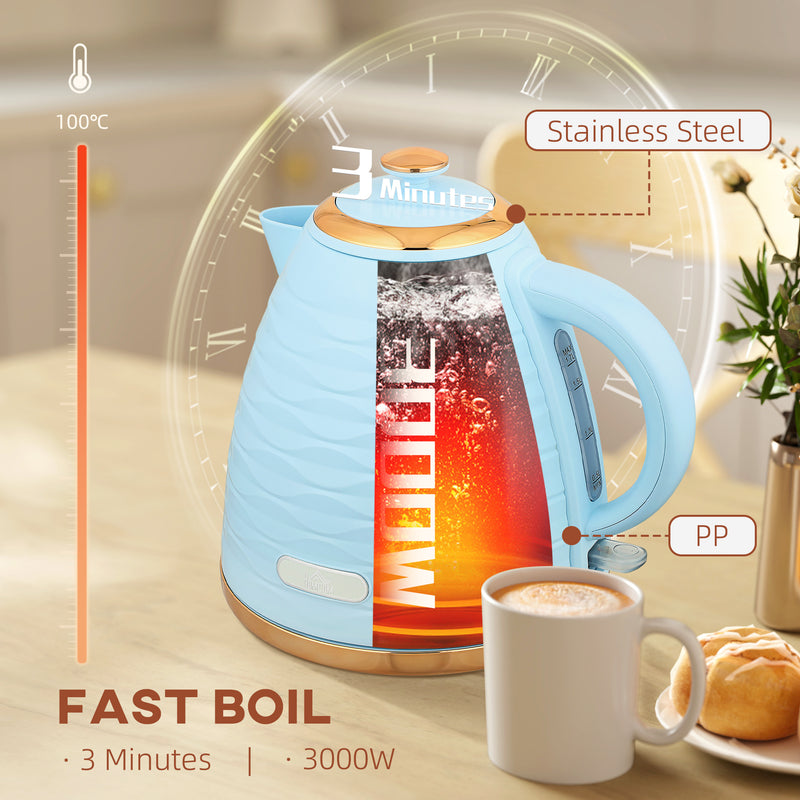 HOMCOM Electric Kettle, Fast Boil, 1.7L, 3kW, Swivel,