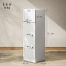 HOMCOM 4 Drawer File Cabinet with Lock and Adjustable Hanging Bars, White
