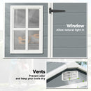 Outsunny 8 X 4 Ft Resin Garden Shed With Floor, Lockable Doors, Light Grey