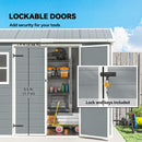 Outsunny 8 X 4 Ft Resin Garden Shed With Floor, Lockable Doors, Light Grey