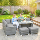 Outsunny 6 Piece Rattan Garden Furniture Set With Cushions, Grey