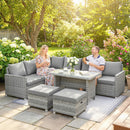 Outsunny 6 Piece Rattan Garden Furniture Set With Cushions, Grey