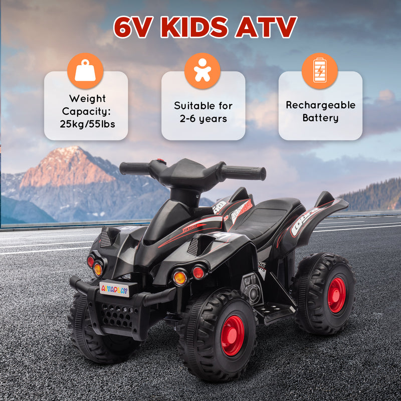 AIYAPLAY 6V Kids Electric Quad Bike With Music, Forward Function - Pink/Black