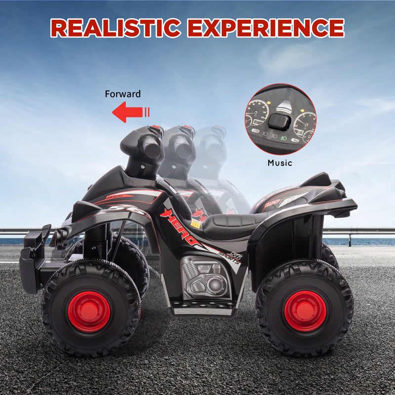 AIYAPLAY 6V Kids Electric Quad Bike With Music, Forward Function - Pink/Black