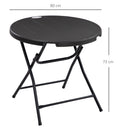Outsunny Round Garden Dining Table for 4, Foldable Outdoor Table for Garden