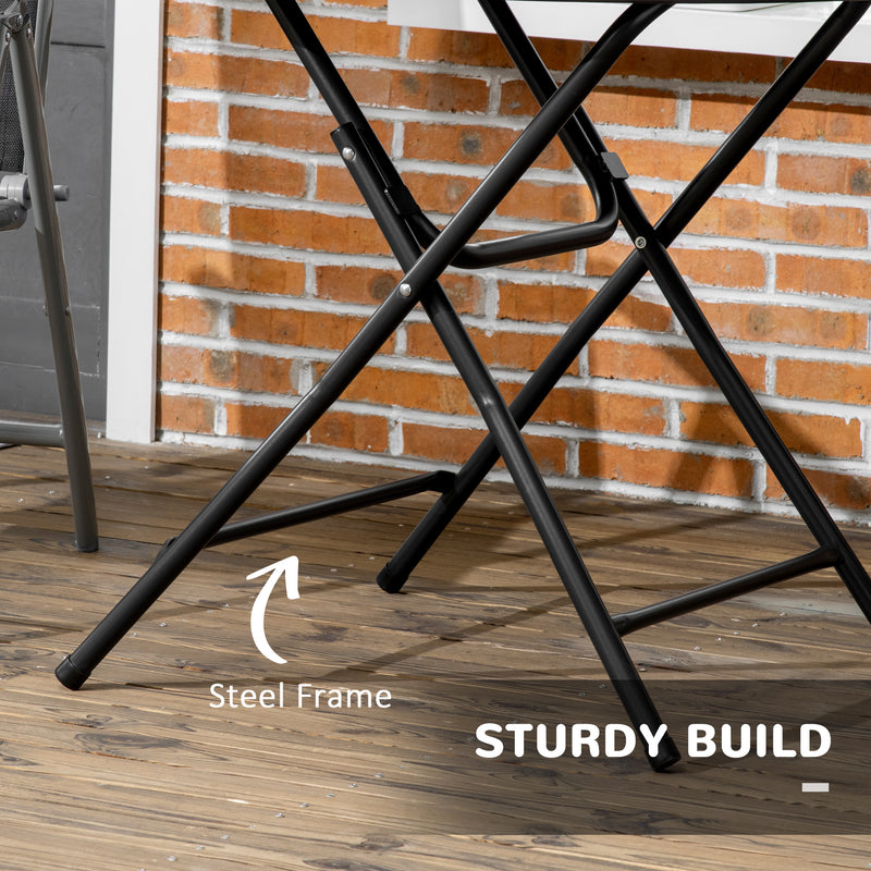 Outsunny Round Garden Dining Table for 4, Foldable Outdoor Table for Garden