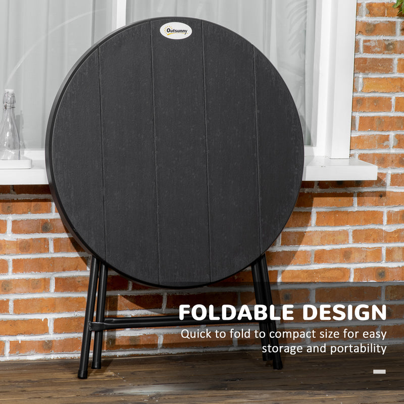 Outsunny Round Garden Dining Table for 4, Foldable Outdoor Table for Garden