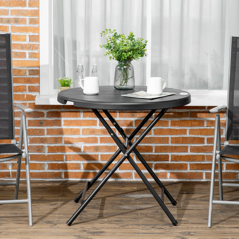 Outsunny Round Garden Dining Table for 4, Foldable Outdoor Table for Garden
