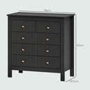 HOMCOM Fluted Bedroom Chest of Drawers w/ 5 Drawers Gold Tone Handles