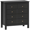 HOMCOM Fluted Bedroom Chest of Drawers w/ 5 Drawers Gold Tone Handles