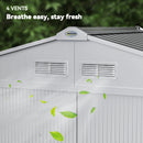 Outsunny 7 x 4ft Garden Shed Storage w/ Foundation Kit, Vents, Light Grey