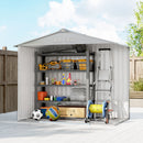 Outsunny 7 x 4ft Garden Shed Storage w/ Foundation Kit, Vents, Light Grey