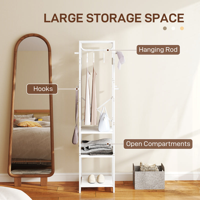 HOMCOM Clothes Rail With Storage Shelf And Hooks, Clothes Rack