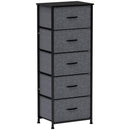 HOMCOM 5 Drawer Fabric Chest of Drawers w/ Wooden Top for Hallway