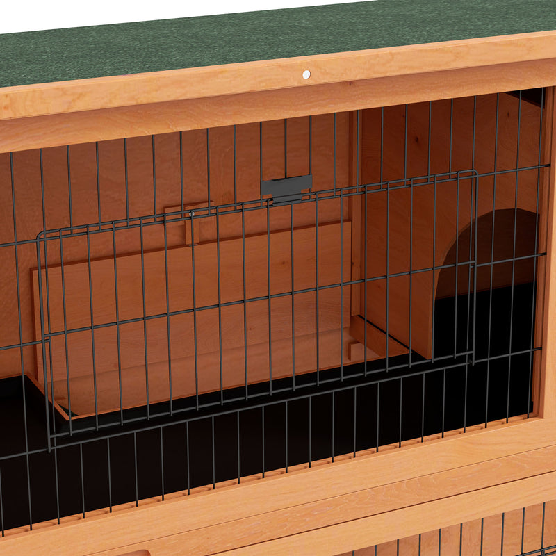 PawHut Wooden Rabbit Hutch, Antiseptic Outdoor, for 1-2 Rabbits - Orange