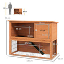 PawHut Wooden Rabbit Hutch, Antiseptic Outdoor, for 1-2 Rabbits - Orange