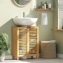HOMCOM Under Sink Bathroom Cabinet, Bamboo Under Sink Cabinet, Natural