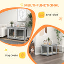 PawHut Dog Crate Furniture, Dog Crate End Table w/ Soft Cushion, Double Door
