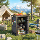 Outsunny Camping Cupboards, Folding Camping Kitchen Table With 3-Tier