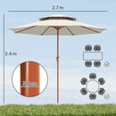 Outsunny 2.7 M Garden Parasol With Double Top, Cream White