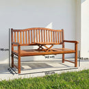 Outsunny Wood Garden Loveseat Bench with Liftable Table, Cover, Light Brown