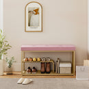 HOMCOM Shoe Storage Bench with Seat Cushion Tufted Shoe Rack Bench Pink