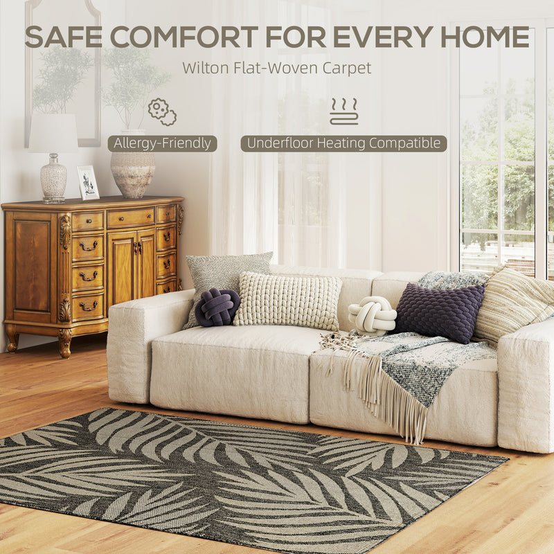 HOMCOM Easy-Cleaning Machine Washable Rug For Patio, Garden, Grey
