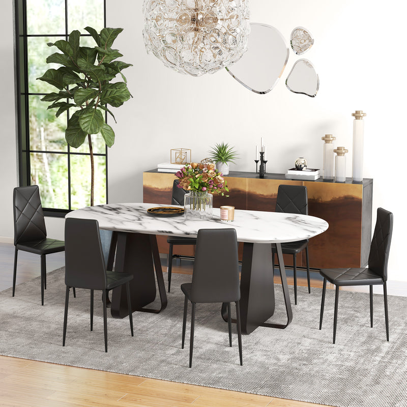 HOMCOM Dining Chairs, Faux Leather Kitchen Chairs, Black