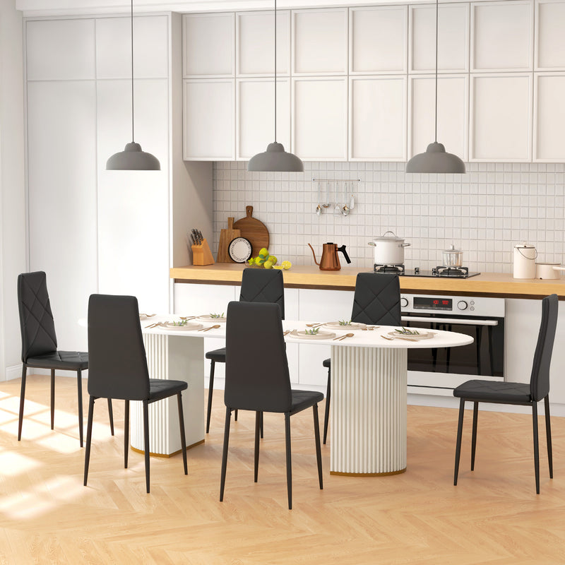 HOMCOM Dining Chairs, Faux Leather Kitchen Chairs, Black
