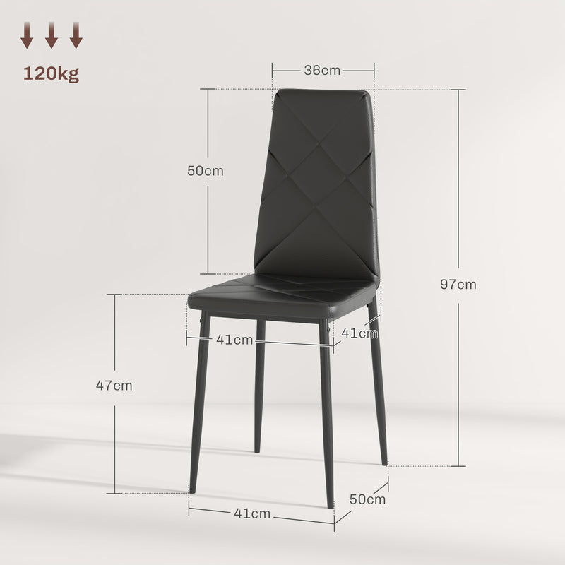 HOMCOM Dining Chairs, Faux Leather Kitchen Chairs, Black
