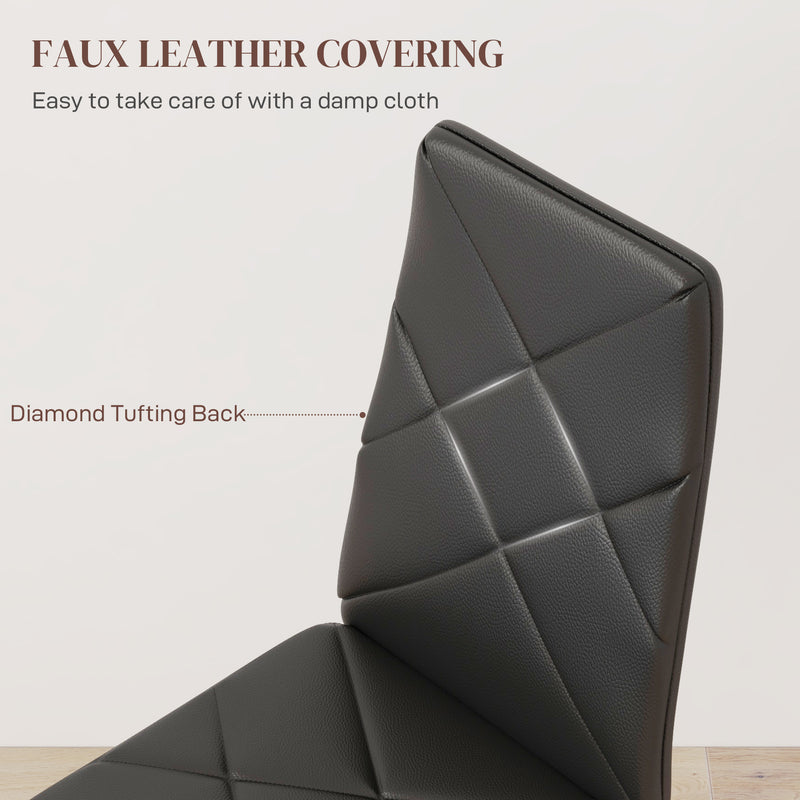 HOMCOM Dining Chairs, Faux Leather Kitchen Chairs, Black