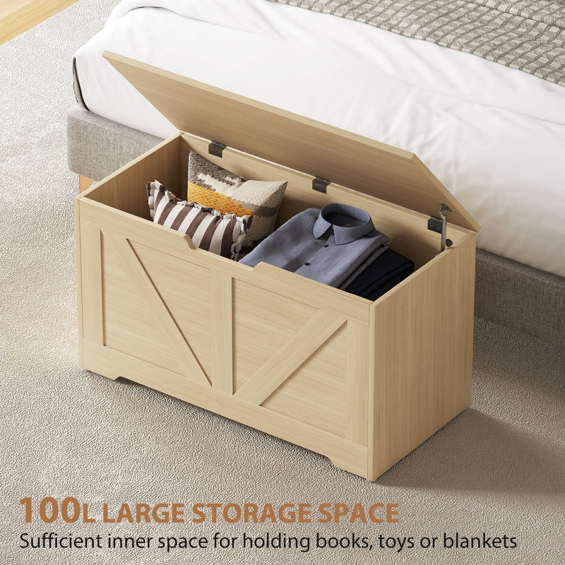HOMCOM Storage Trunk for Living Room, with Safety Hinges 80cm