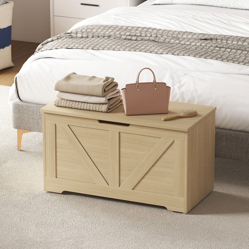 HOMCOM Storage Trunk for Living Room, with Safety Hinges 80cm