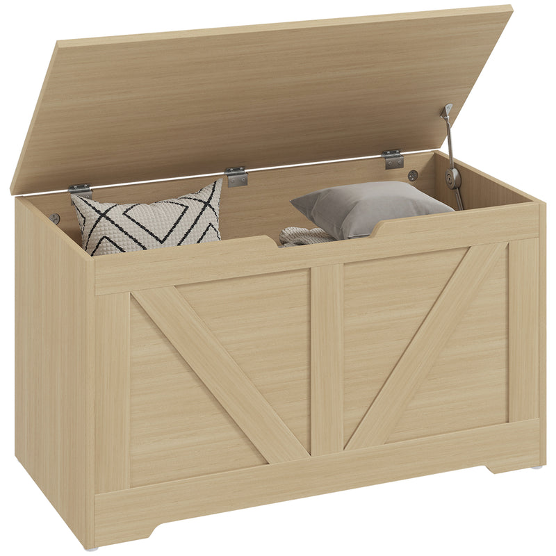 HOMCOM Storage Trunk for Living Room, with Safety Hinges 80cm