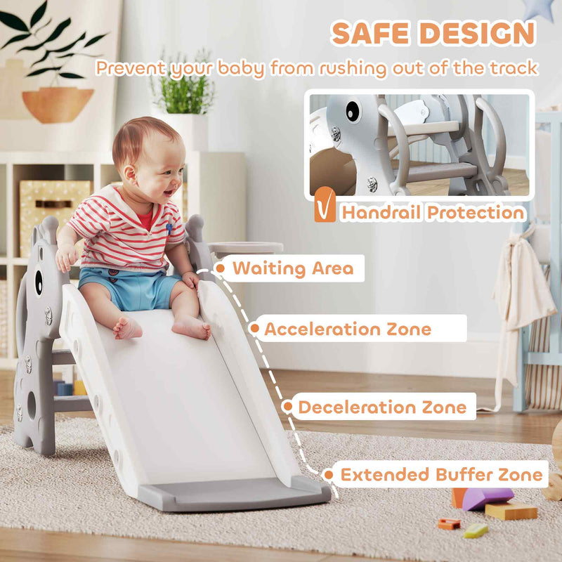 AIYAPLAY 3 in 1 Kids Slide with Climber, Basketball Hoop and Ball