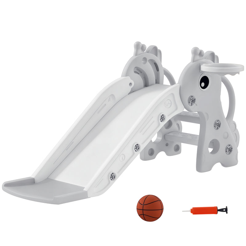 AIYAPLAY 3 in 1 Kids Slide with Climber, Basketball Hoop and Ball