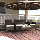 Outsunny 4 Piece Rattan Garden Furniture Sofa Set with Cushions, Brown