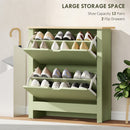 HOMCOM 12-Shoe Storage Cabinet 4 Shelves 2 Drawers Tabletop