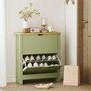 HOMCOM 12-Shoe Storage Cabinet 4 Shelves 2 Drawers Tabletop