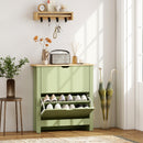 HOMCOM 12-Shoe Storage Cabinet 4 Shelves 2 Drawers Tabletop