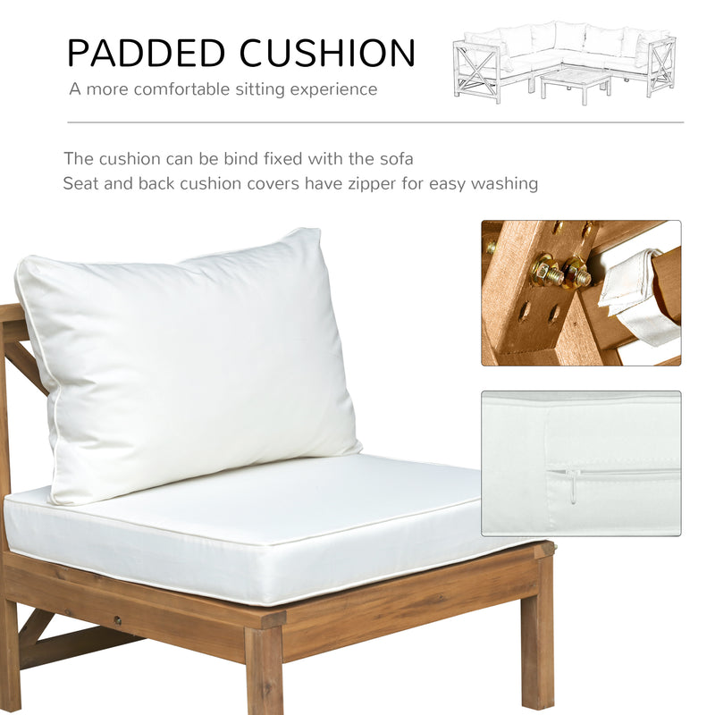 Outsunny 6 PCS Elegant Wood Frame Outdoor Patio Dining Set Cushions Coffee Table