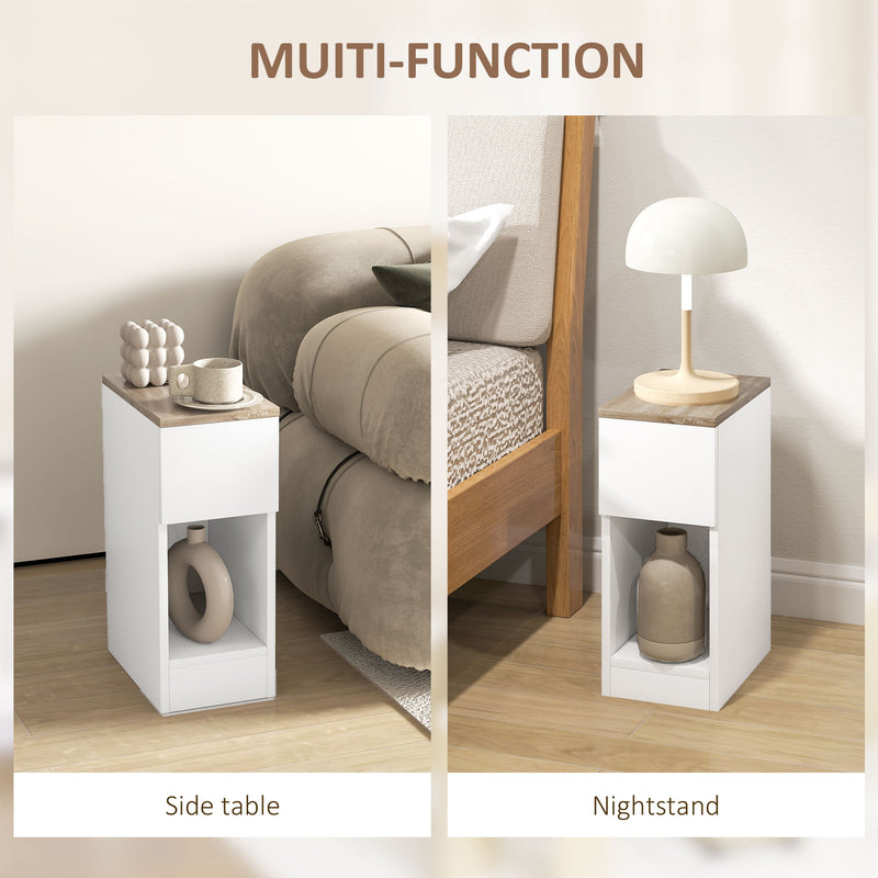 HOMCOM Bedside Tables Set of 2, Nightstands for Bedroom, Living Room, White