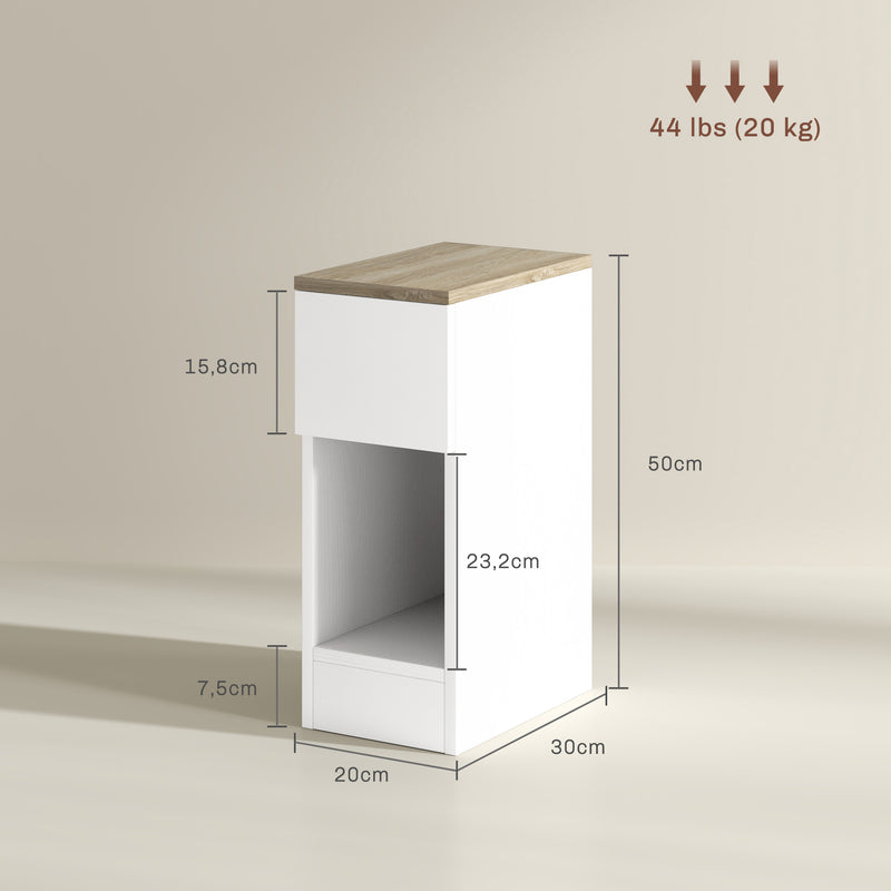 HOMCOM Bedside Tables Set of 2, Nightstands for Bedroom, Living Room, White