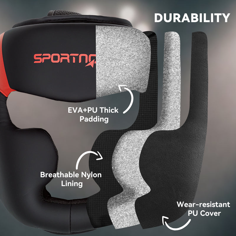 SPORTNOW Boxing Headguard w/ Adjustable Strap for Sparring Kickboxing