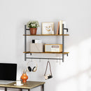 HOMCOM Wall Shelf Unit with 4 Hooks for Living Room, Entryway