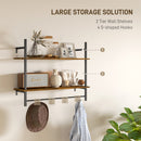 HOMCOM Wall Shelf Unit with 4 Hooks for Living Room, Entryway