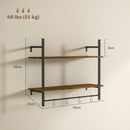 HOMCOM Wall Shelf Unit with 4 Hooks for Living Room, Entryway